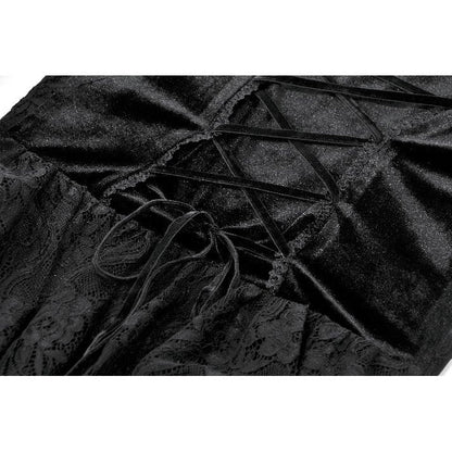 Dark in Love Classic Gothic Velvet & Lace Embroidered Dress