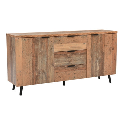 Sideboard Storage Cupboard Kitchen Buffet Sideboard TV Cabinet With Adjustable Shelves Dresser Vertical Cabinet Three Drawers For Living Room Dining Room Bedroom Vintage Brown 140cm