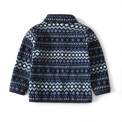 Baby Polar Fleece Jacket Navy Blue Striped
