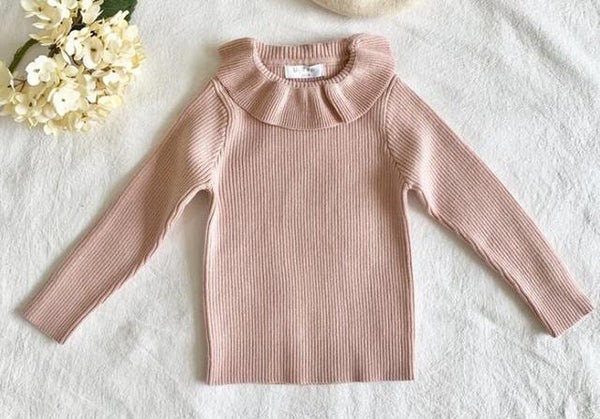 Kids Knitted Pullover Long Sleeve Lace Sweater