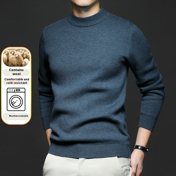Pull Homme Col Montant Tricoté Manches Longues