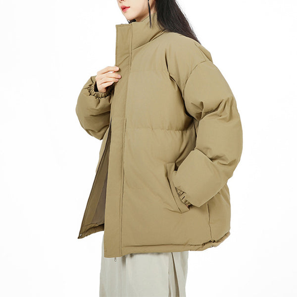 Womens Loose Stand-collar Cotton Thicken Jacket - Stuffs & Savers