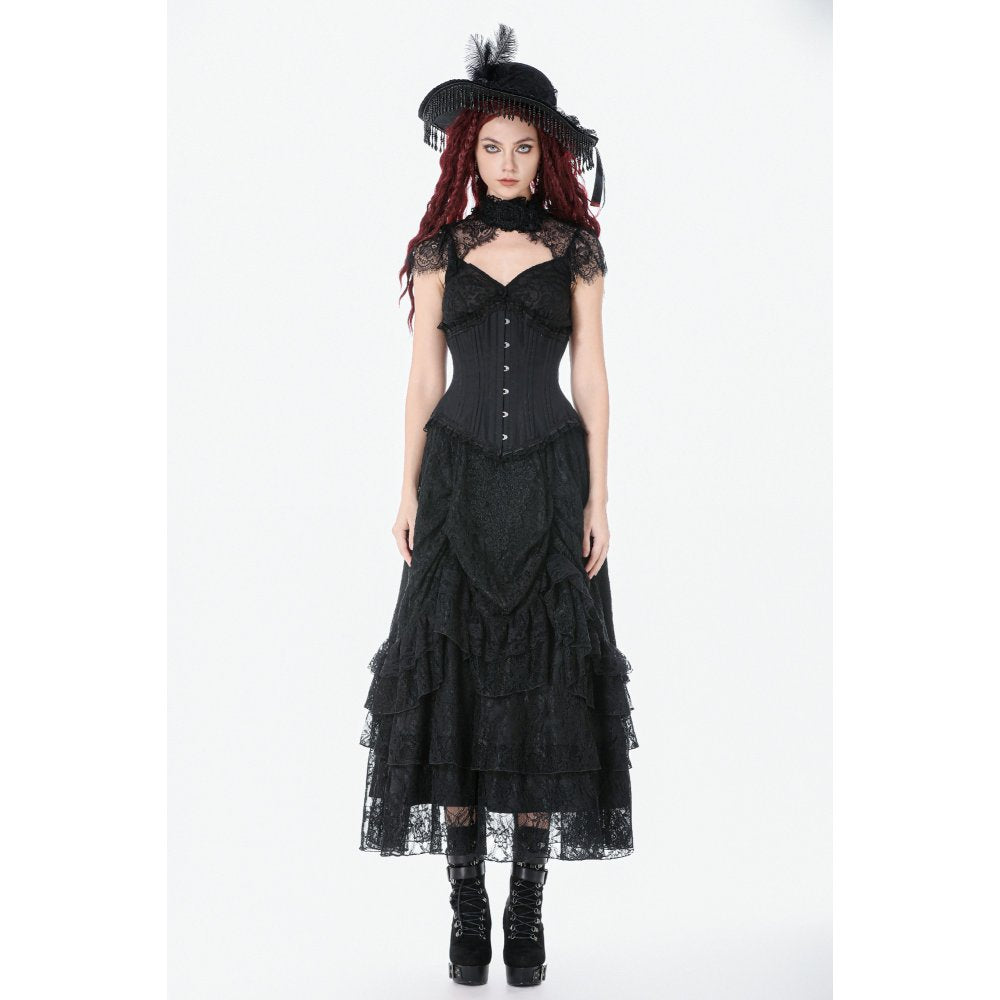 Corset long Talia Gothic Dark in Love avec baleines en métal
