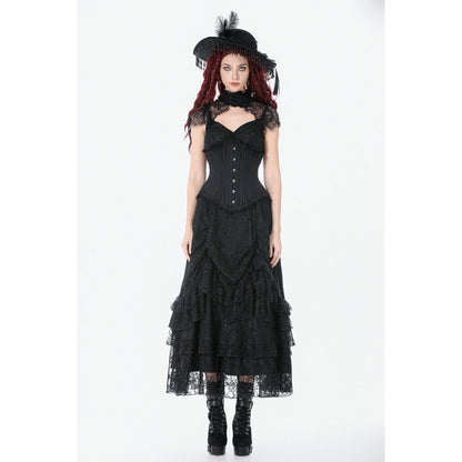 Corset long Talia Gothic Dark in Love avec baleines en métal