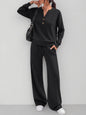 Loose long sleeve top and wide leg pants two piece set - view 6