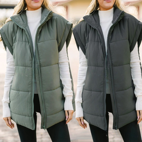 Gilet thermique fin sans manches à col montant