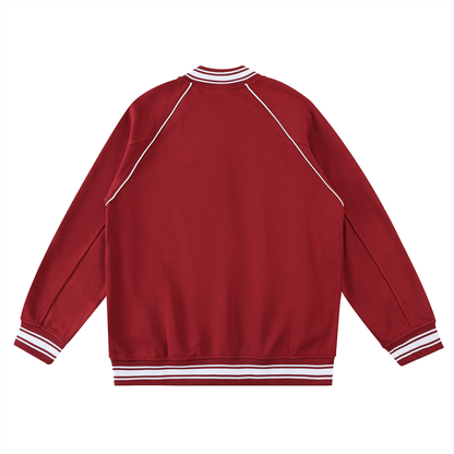 Waran Contrast Trim Raglan Varsity Jacket