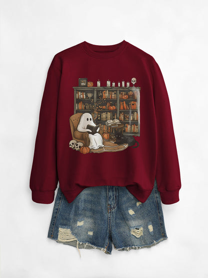 Womens Bookshelf Ghost Sweater