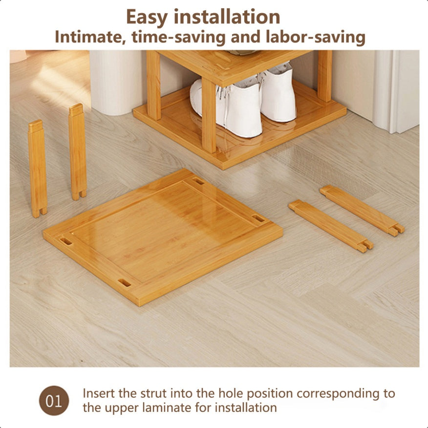 6-Tier Bamboo Shoe Rack - Vertical Space Saving Shoe Organizer Corner Shelf UK