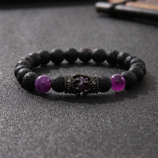 Zircon Crown Volcanic Rock Beaded Bracelet