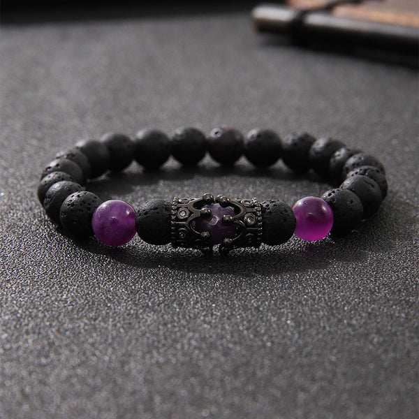 Zircon Crown Volcanic Rock Beaded Bracelet