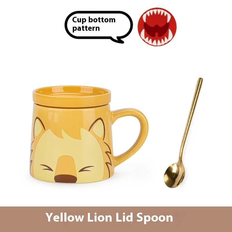 Porcelain Mug Water Glass With Cover Spoon