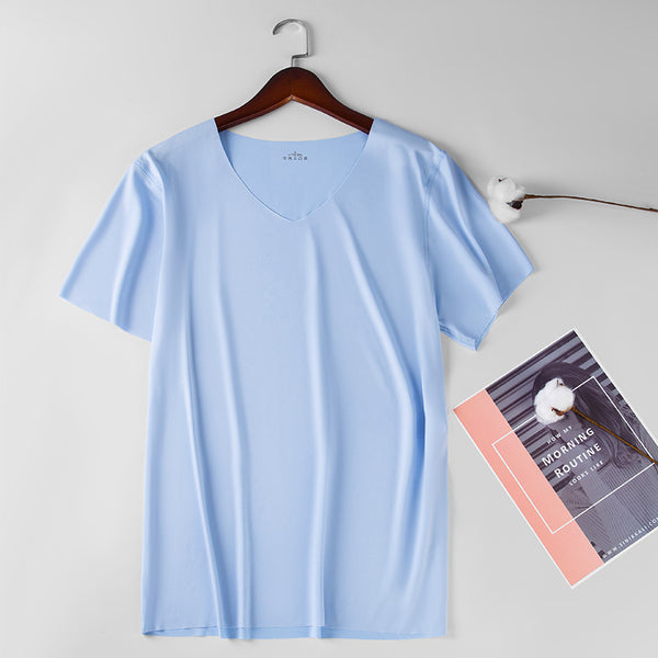 Men's Thin Ice Silk Seamless Short Sleeve T-shirt