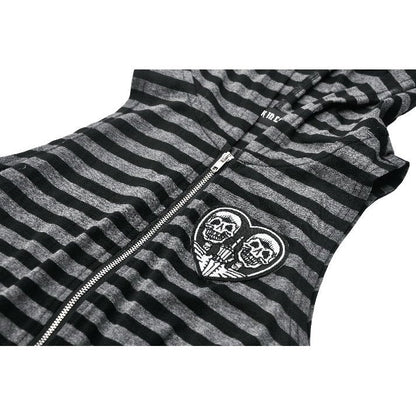 Dark In Love Salem Striped Cat Ear Hoodie Dress - Size UK 22 Left Only!