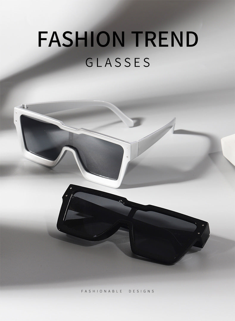 Nouvelles lunettes de soleil personnalisées à grande monture européennes et américaines, lentille monobloc, style INS, lunettes de sport