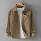 Winter Corduroy Shirt With Pocket Fashion Lapel Button Long Sleeve Top Men's Clothing