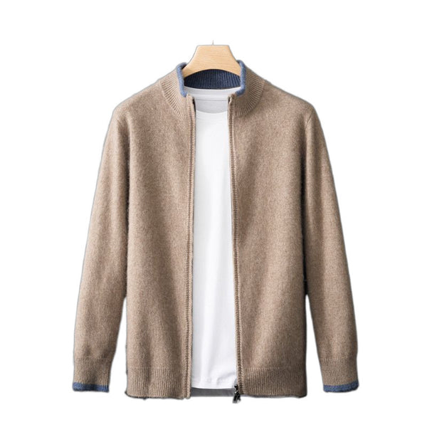 Mens Stand Collar Zipper Thickened Sweater - Stuffs & Savers