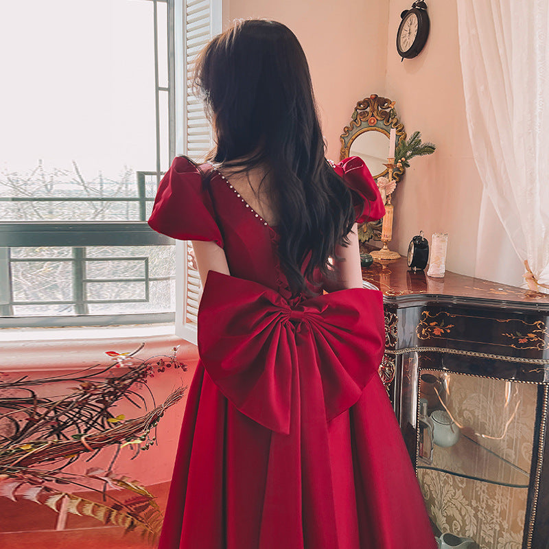 Red French Satin Dress