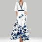 Womens Print Half-sleeve V-neck Dress
