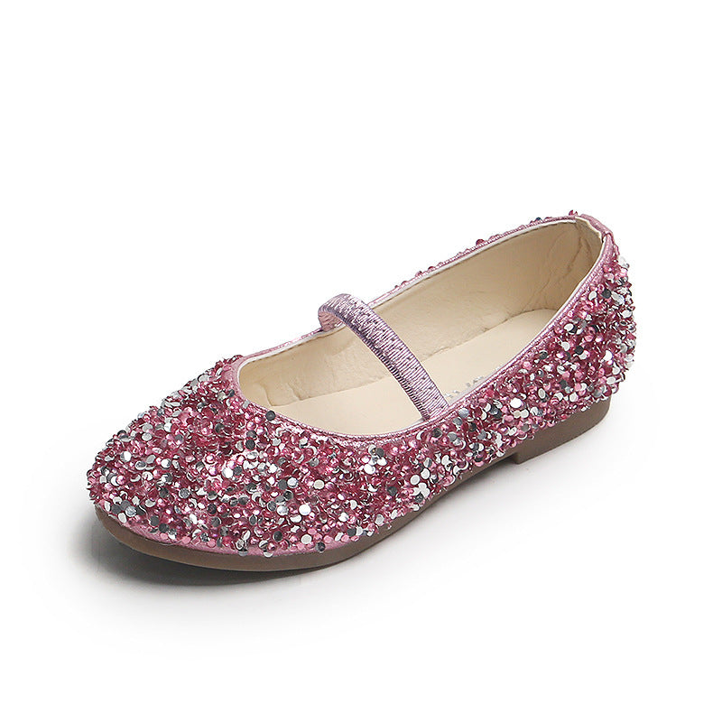 Girls Sequins Crystal Toe Cap