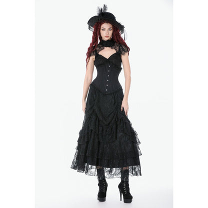 Corset long Talia Gothic Dark in Love avec baleines en métal