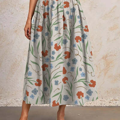 Elastic Waist Slimming Large Hem Skirt