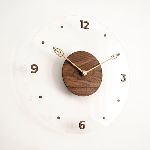 Solid Wood Acrylic Glass Home Living Room Wall Clock Decoration