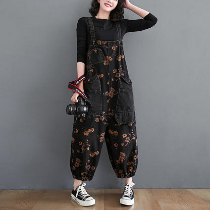 Combinaison salopette noire ample en jean