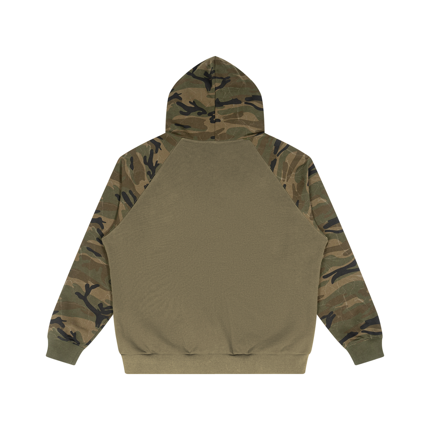 Unisex Camo-Splice Raglan Zip Hoodie