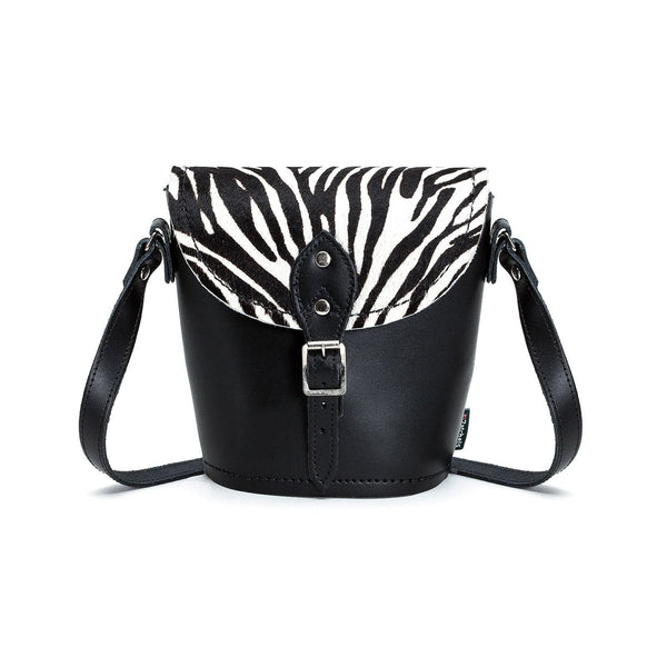 Handmade Leather Barrel Bag - Zebra