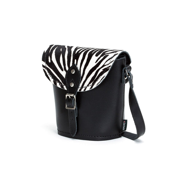 Handmade Leather Barrel Bag - Zebra