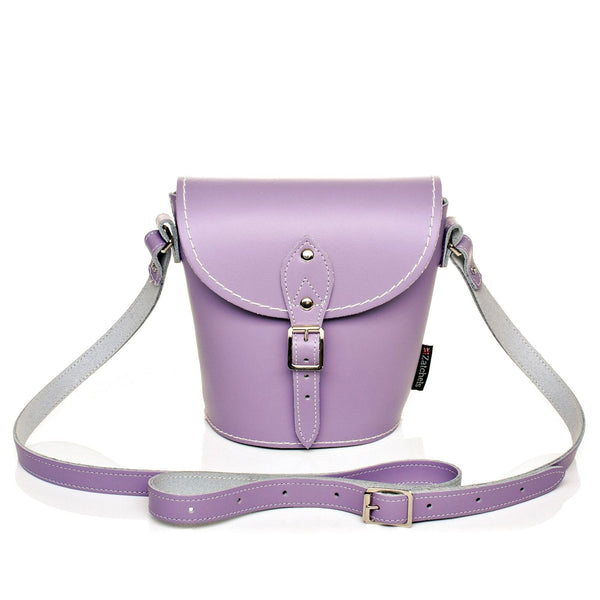 Handmade Leather Barrel Bag - Pastel Violet