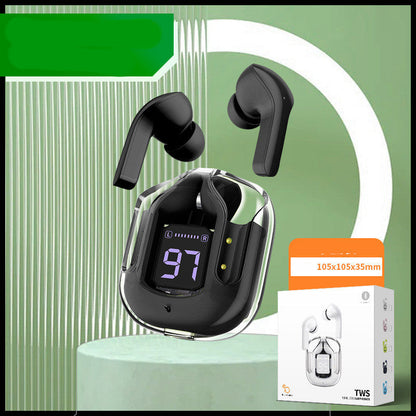 Nouveaux mini écouteurs Bluetooth sans fil transparents avec affichage numérique et réduction de bruit ENC, véritablement sans fil pour le sport et la musique