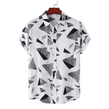 Men's Plus Size Summer Loose Short Sleeves Shirt Retro