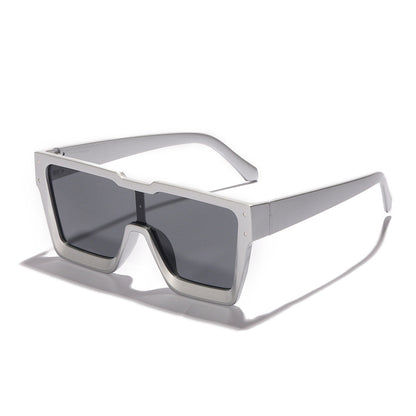 Nouvelles lunettes de soleil personnalisées à grande monture européennes et américaines, lentille monobloc, style INS, lunettes de sport