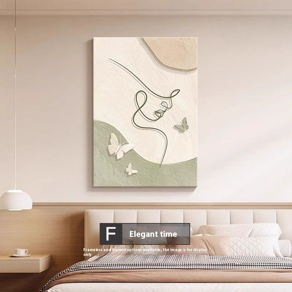 Peinture décorative murale à personnage abstrait au trait, style crème