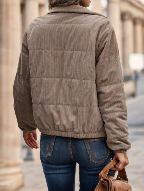 Zip Up Snap Button Padded Coat Clothes