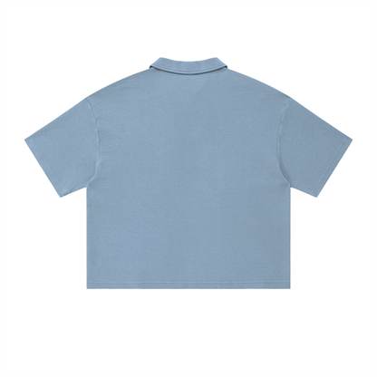 Unisex Vintage Wash Waffle Boxy Polo Shirt