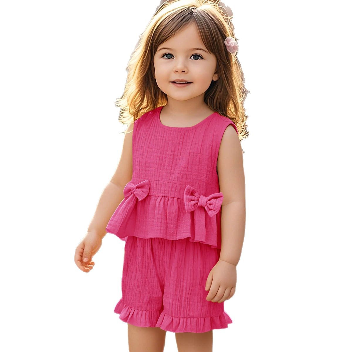 Cute Bow-Knot Cotton Tank Top And Shorts