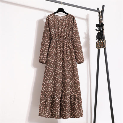 Womens Long-Sleeve Crew-Neck Base-Layer Waist-Cinching Slimming Dress