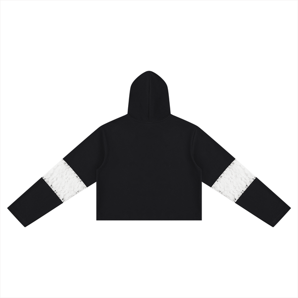 Women’s Cropped Lace-Panel Hoodie