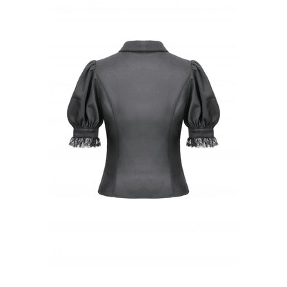 Dark in Love Viktoria Lace Ruffle Gothic Blouse in Black