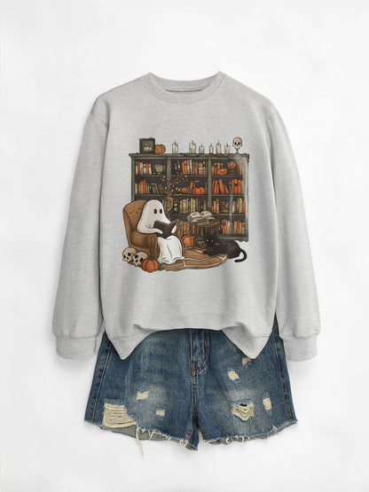 Womens Bookshelf Ghost Sweater