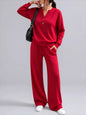 Loose long sleeve top and wide leg pants two piece set - view 4