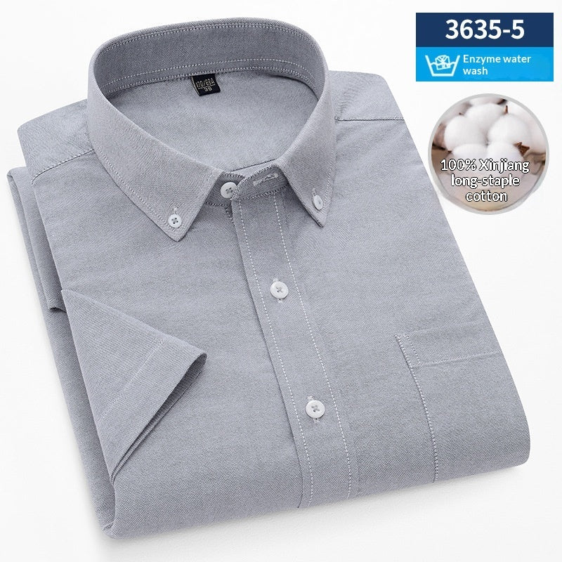 Men's Cotton Plaid Oxford Stripe Shirt