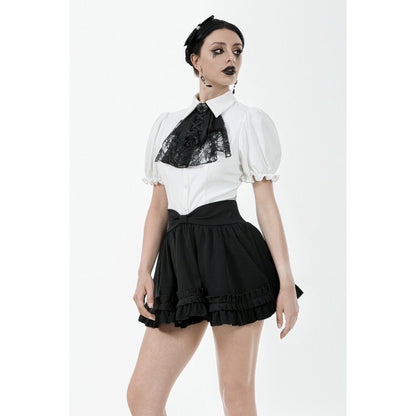 Dark in Love Lolita-Inspired Ruffled Mini Skirt in Black