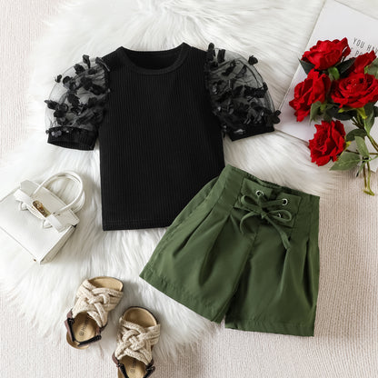 Short Sleeve Shorts For Girls Suit