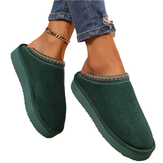 Chaussons d'intérieur chauds pour femmes avec semelle souple antidérapante et chaussons montants chauds