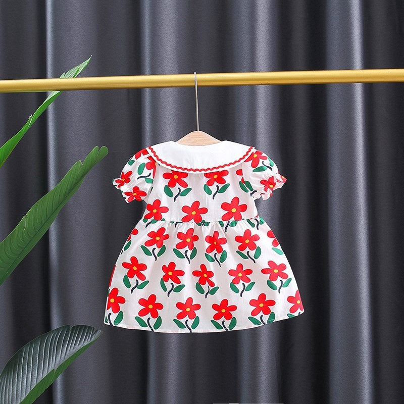 Girls Small Flowers Cotton Dress