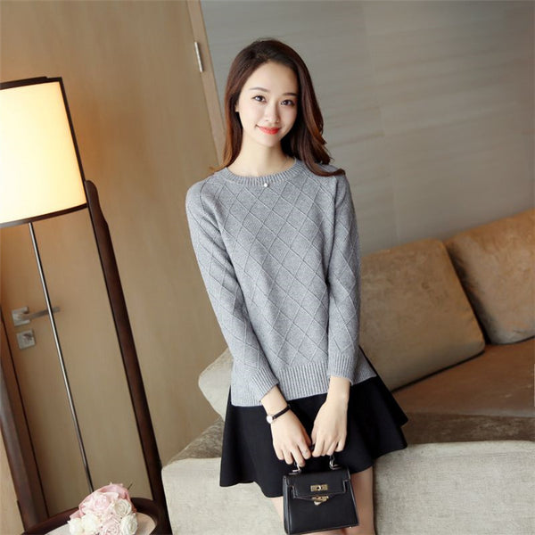 Fashion Loose Sweater Women's Round Neck Pullover Solid Color Long Sleeve Women - Stuffs & Savers